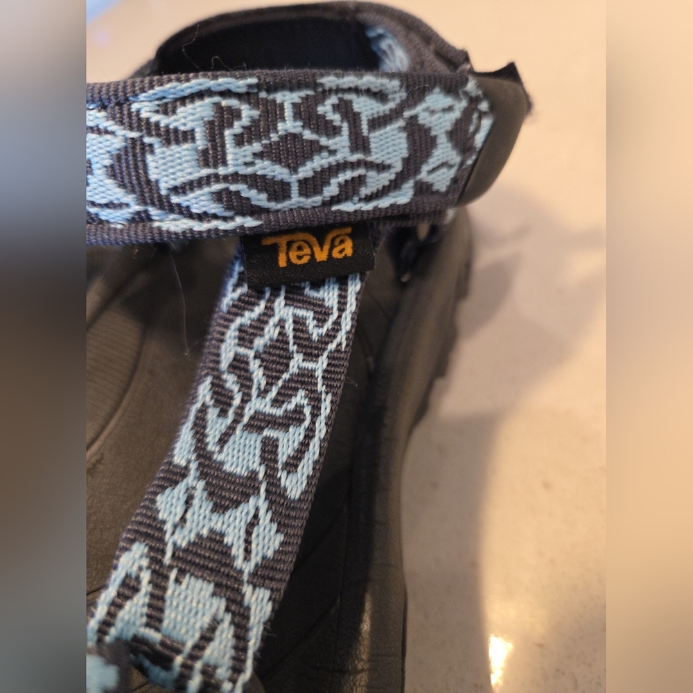 Women’s Size 9 TEVA Hurricane Sandals Blue Black Strap On Hook & Loop - Picture 14 of 15